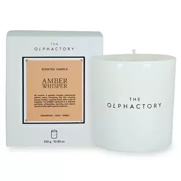 Свеча ароматическая the olphactory, white insignia, amber whisper, 60 ч
