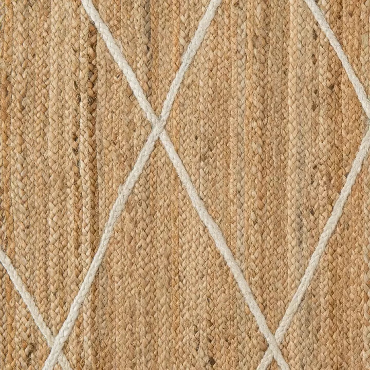 Ковер из джута бежевого цвета с геометрическим рисунком и с бахромой из коллекции ethnic, 120x180 см