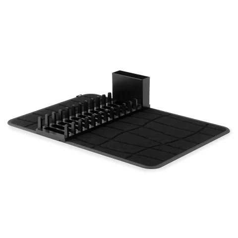 Коврик для сушки посуды Umbra Udry Ultra, с держателем для приборов, черный