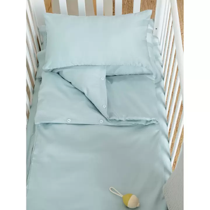Комплект детского постельного белья из сатина голубого цвета из коллекции essential, 100х120 см