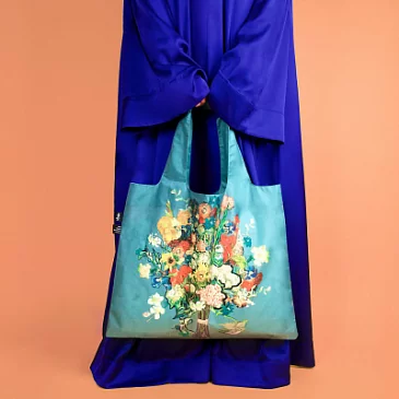 Складная сумка LOQI Vincent van Gogh Flower Pattern Blue