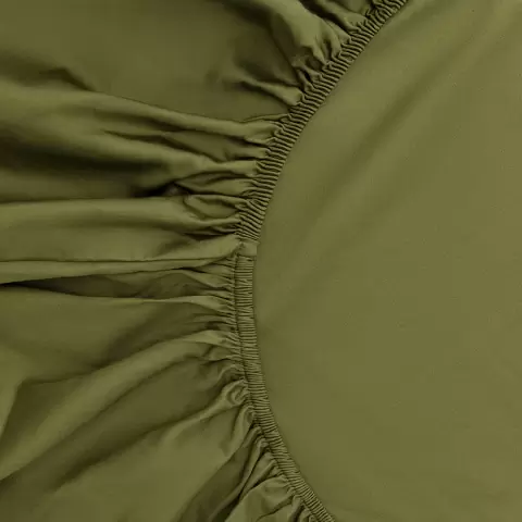 Простыня на резинке из сатина из коллекции meditation, olive, 180х200х30 см