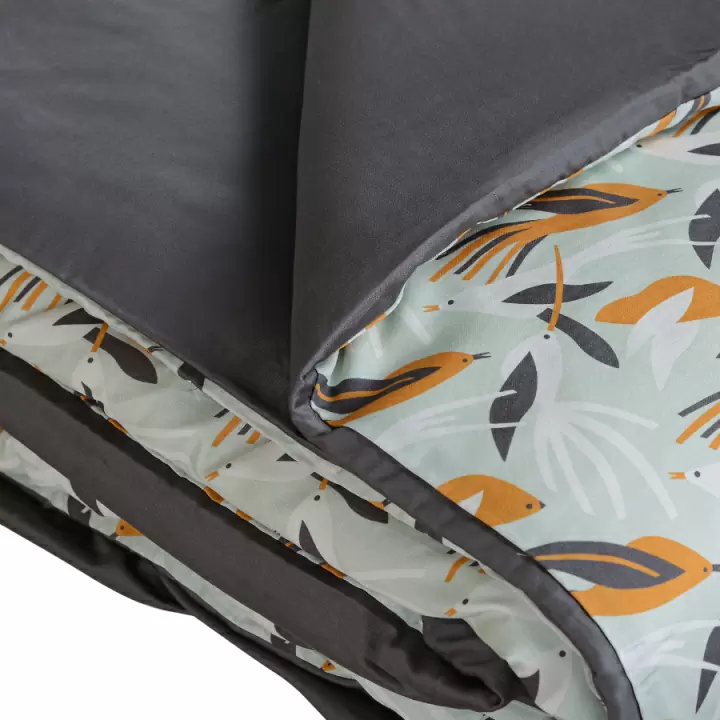 Комплект постельного белья полутораспальный из сатина темно-серого цвета в принтом birds of nile из коллекции wild
