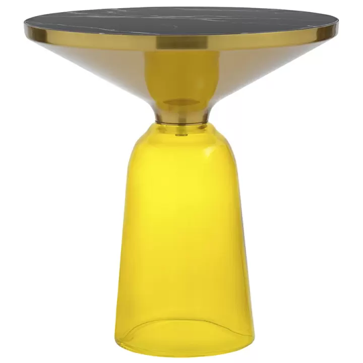 Столик кофейный odd, D50 см, мрамор/желтый
