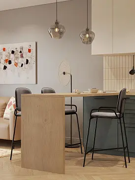 Стул полубарный ror, 2 frame, велюр, черный/серый
