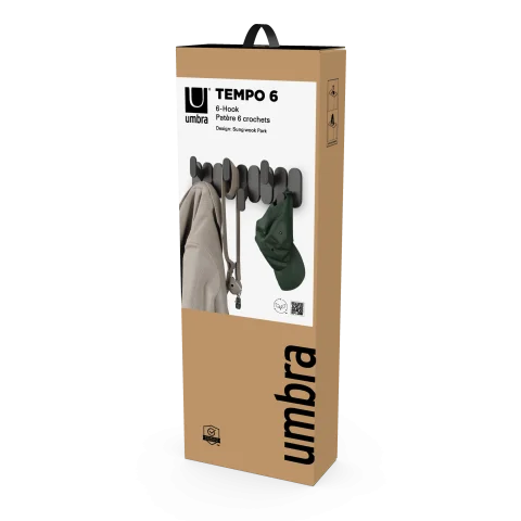 Вешалка настенная Umbra Tempo 6 крючков, черная
