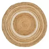 Ковер из джута круглый с вставками белого цвета из коллекции ethnic, 120 см
