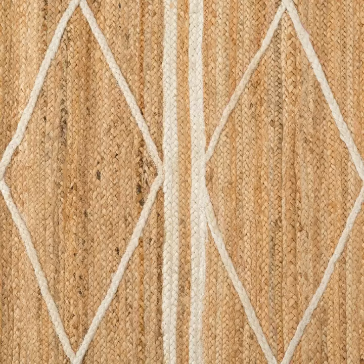 Ковер из джута бежевого цвета с геометрическим рисунком и с бахромой из коллекции ethnic, 300x400см