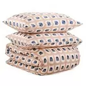 Комплект постельного белья двуспальный из сатина бежево-розового цвета с принтом Blossom time из коллекции Cuts&Pieces