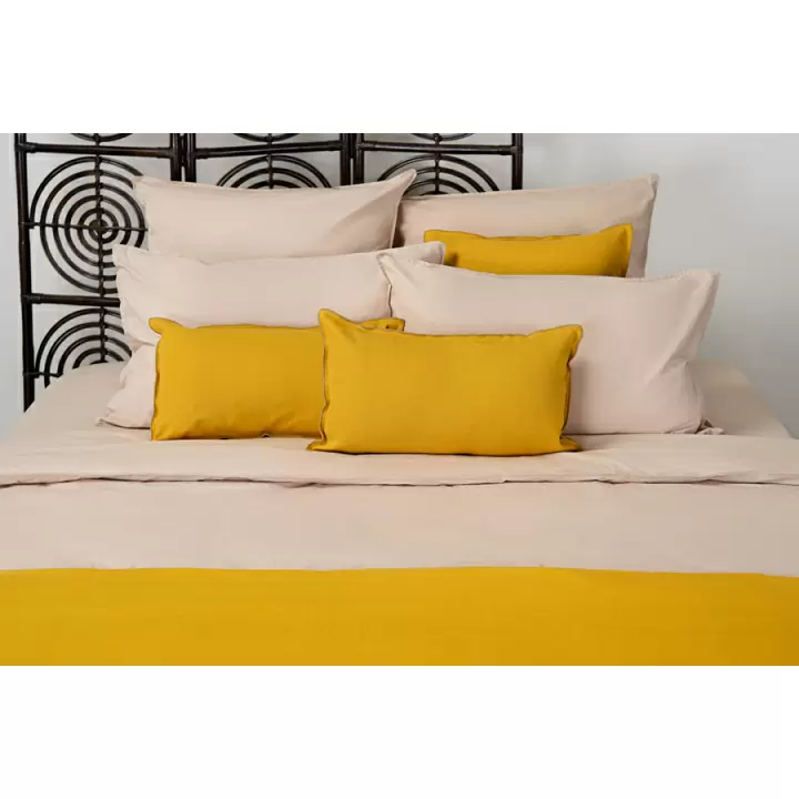 Комплект постельного белья полутораспальный бежевого цвета из органического стираного хлопка из коллекции Essential