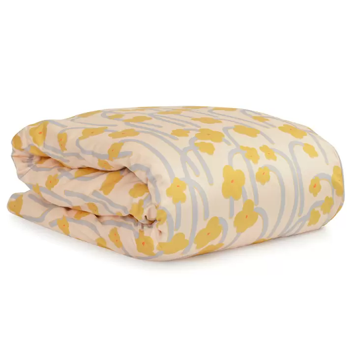 Комплект постельного белья горчичного цвета с принтом Полярный цветок из коллекции scandinavian touch, 150х200 см