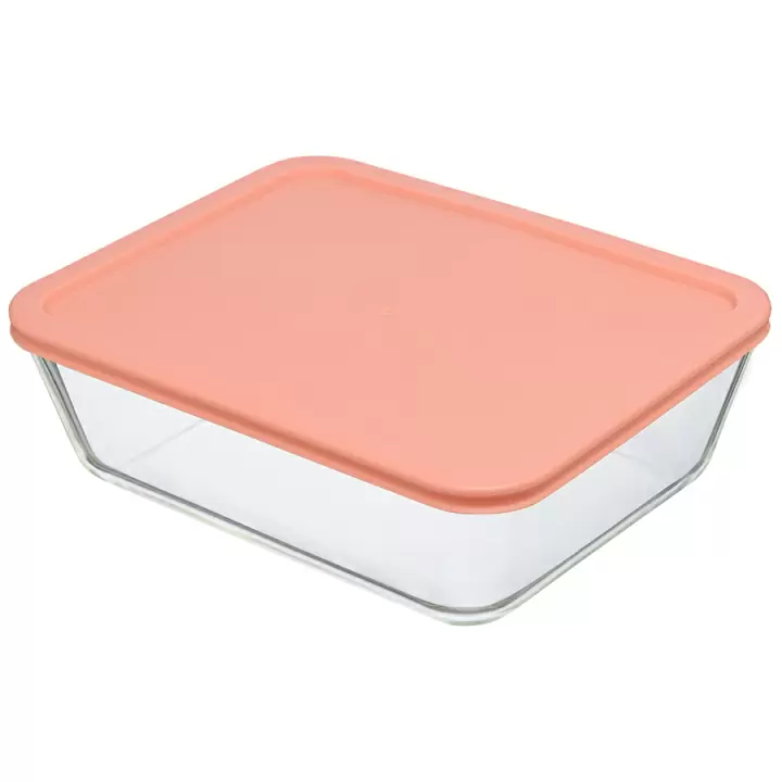 Контейнер для еды стеклянный 2600 мл Smart Solutions, розовый