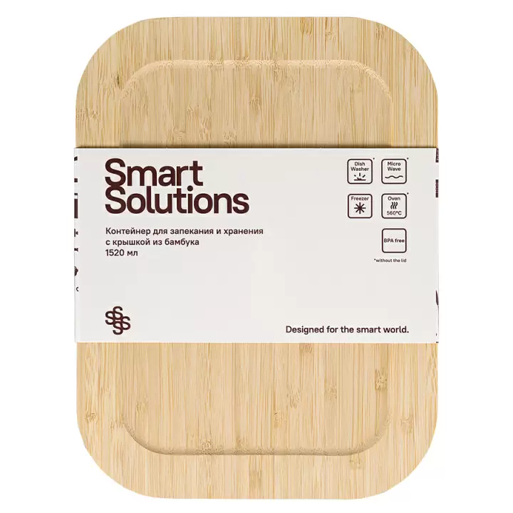Контейнер стеклянный с бамбуковой крышкой Smart Solutions, 1520 мл
