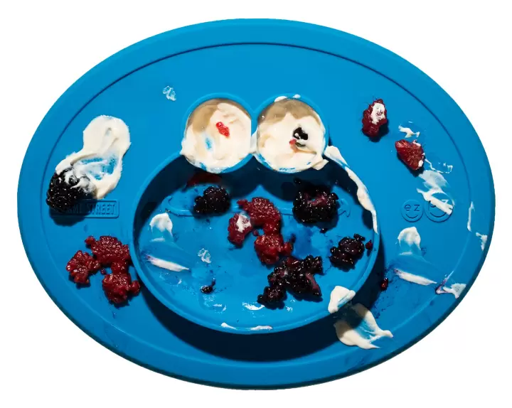 Детская тарелка с ковриком EZPZ Elmo Mat, синяя