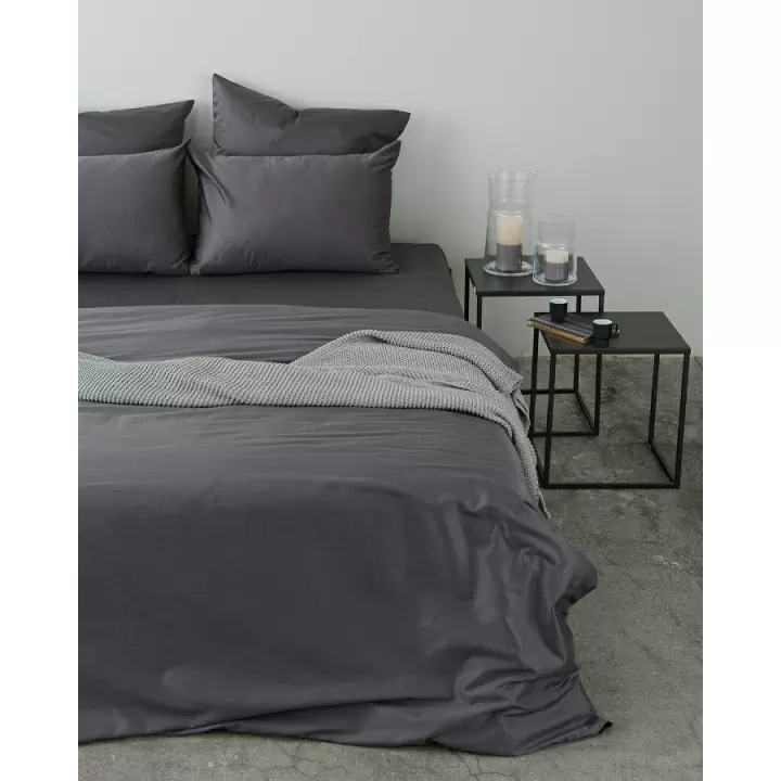 Комплект постельного белья полутораспальный из сатина темно-серого цвета из коллекции wild