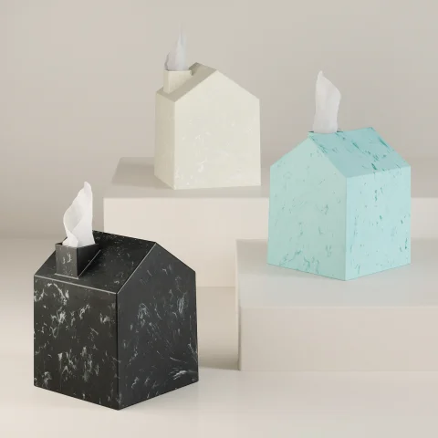 Бокс для салфеток Umbra Casa — декоративный чехол-домик для квадратной коробки, светло-голубой