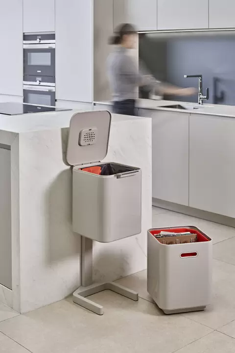 Контейнер для мусора с двумя баками totem compact, 40 л, белый