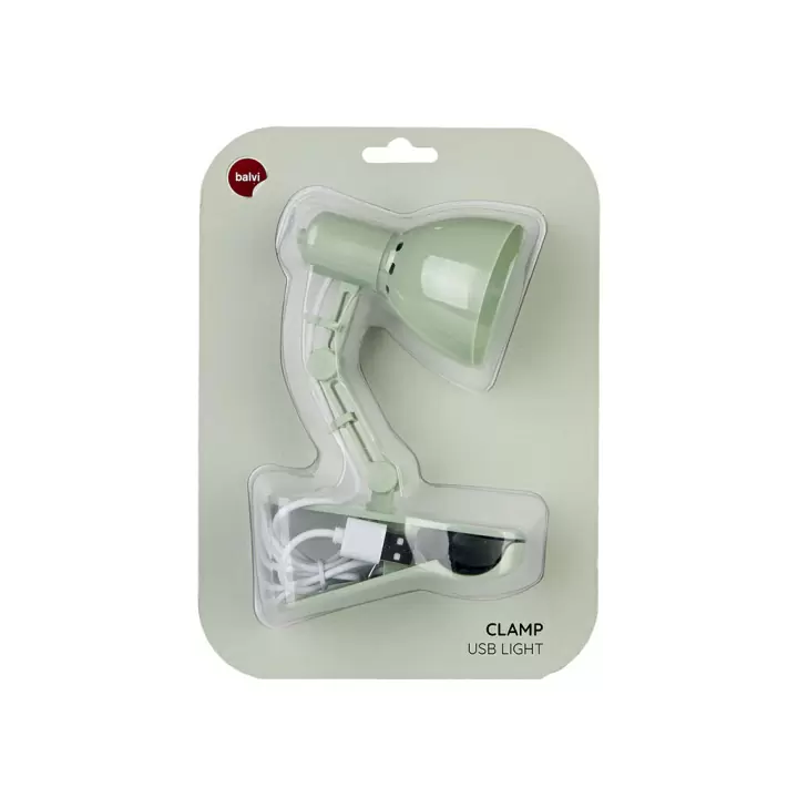 Лампа-светильник для чтения Clamp Balvi зеленая, USB