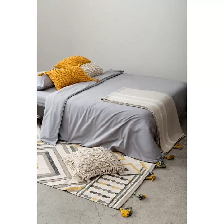 Чехол на подушку макраме с бахромой бежевого цвета из коллекции ethnic, 45х45 см