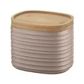 Емкость для хранения с бамбуковой крышкой Guzzini Tierra 500 мл, бежево-розовая