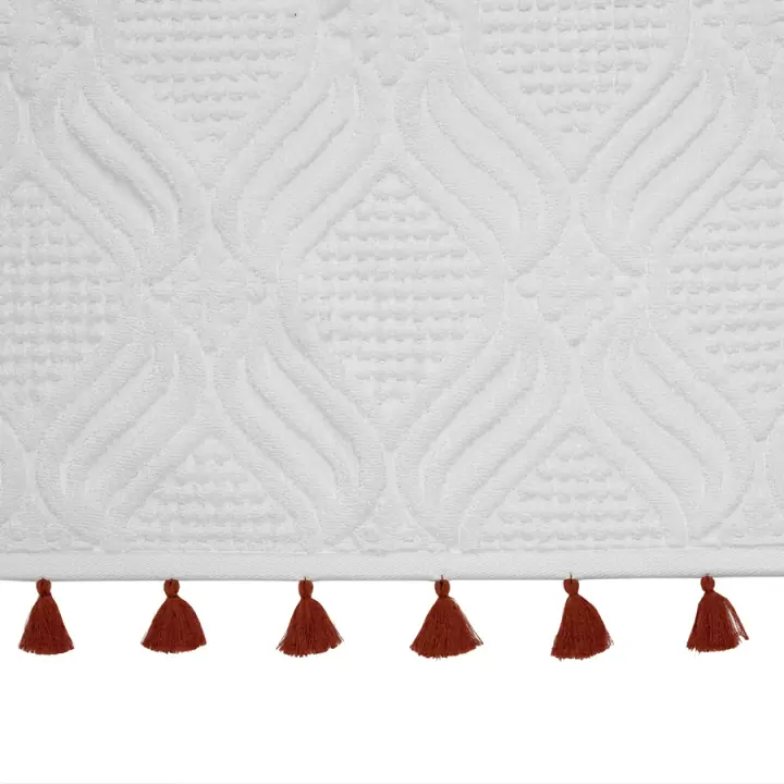 Полотенце банное белое, с кисточками цвета красной глины из коллекции essential, 70х140 см