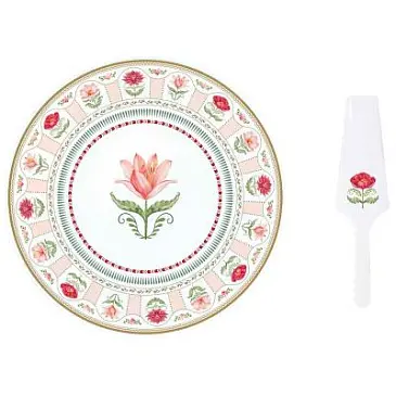 Блюдо для торта с лопаткой flowery, 31 см
