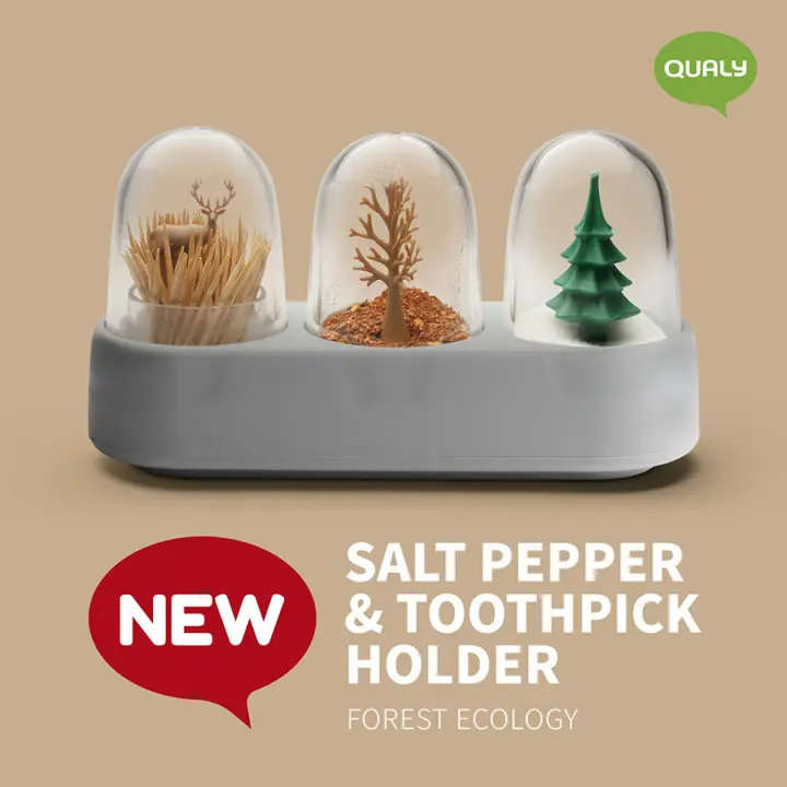 Набор емкостей для соли, перца, зубочисток с подставкой QUALY Forest Ecology