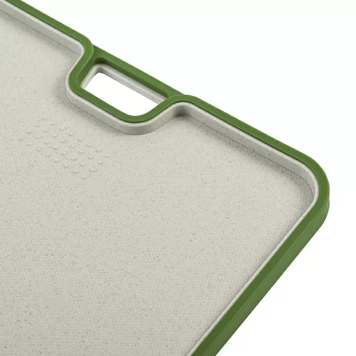 Доска разделочная из пшеничного волокна двусторонняя Smart Solutions Ness, 34х28 см, светло-серая с зеленым кантом