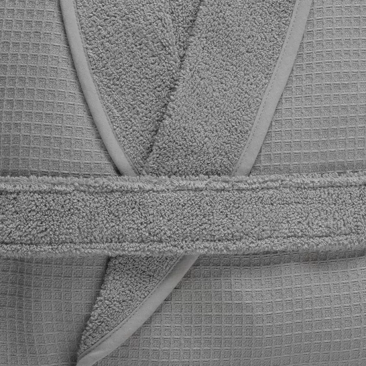 Халат банный из чесаного хлопка серого цвета из коллекции Essential, размер XL