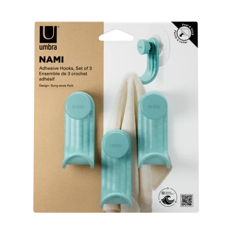 Набор из трёх клейких крючков Umbra Nami, светло-голубой