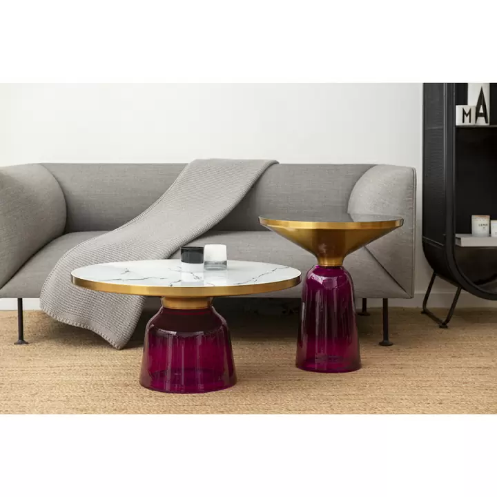 Столик кофейный odd, D75 см, белый мрамор/фиолетовый