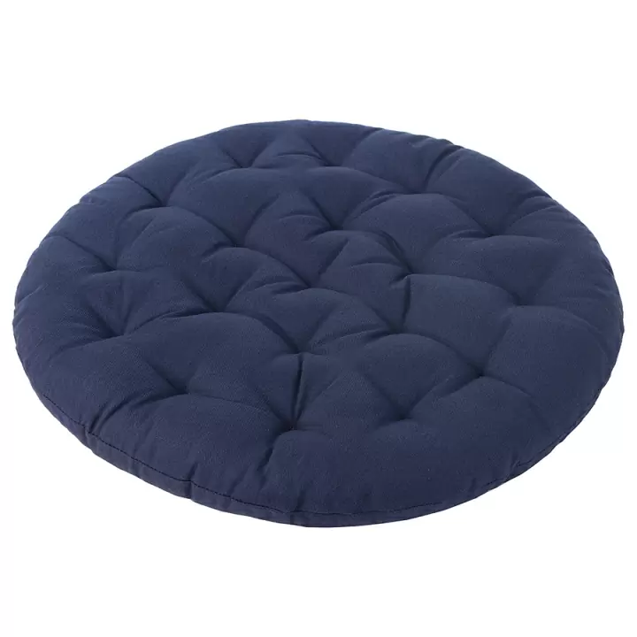 Подушка на стул круглая из хлопка темно-синего цвета из коллекции essential, 40 см
