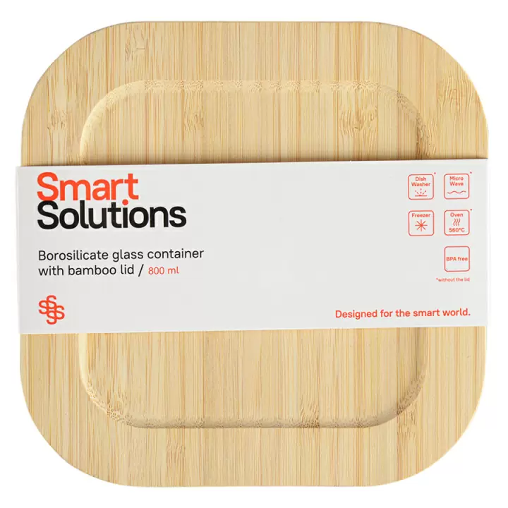Контейнер для запекания и хранения Smart Solutions с крышкой из бамбука, 800 мл