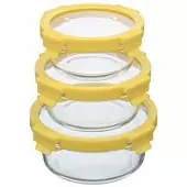 Набор из 3 круглых контейнеров для еды желтый