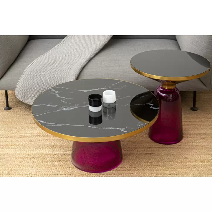 Столик кофейный odd, D75 см, черный мрамор/фиолетовый