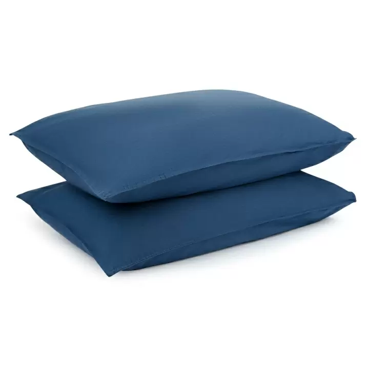 Комплект постельного белья полутораспальный темно-синего цвета из органического стираного хлопка Essential