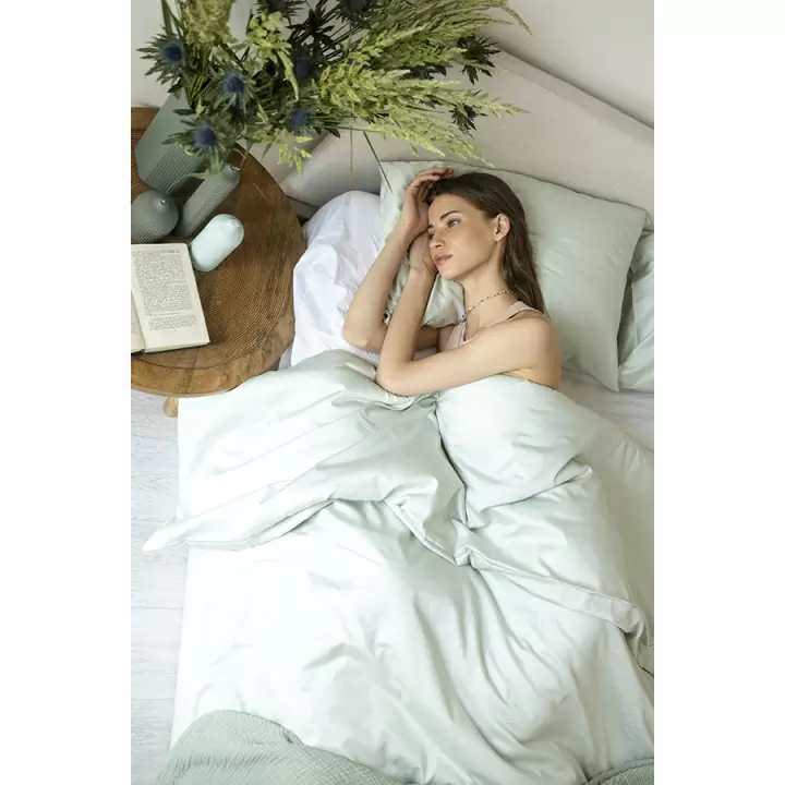 Комплект постельного белья двуспальный из сатина мятного цвета из коллекции wild