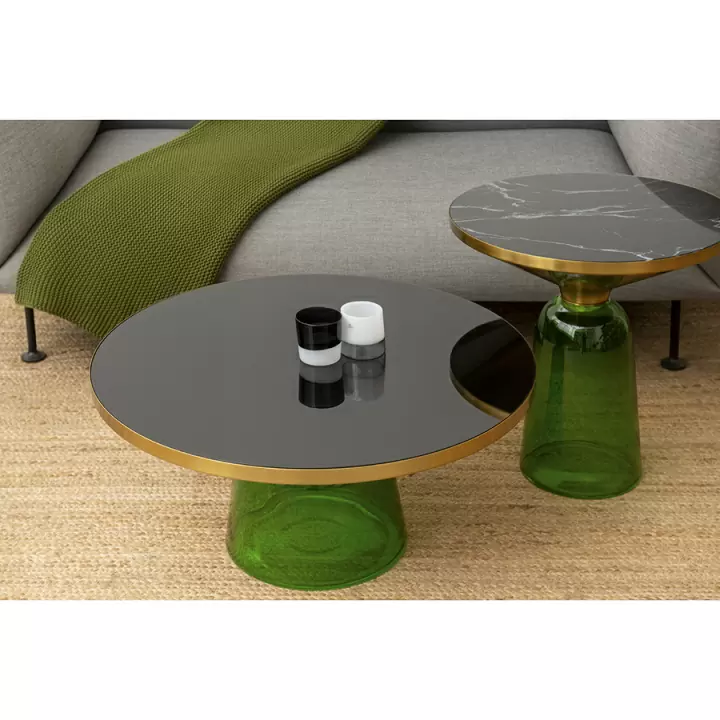 Столик кофейный odd, D75 см, черный/зеленый
