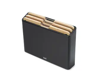 Набор бамбуковых разделочных досок Joseph Joseph Folio Steel Bamboo, 3 шт, с чёрным кейсом из нержавеющей стали