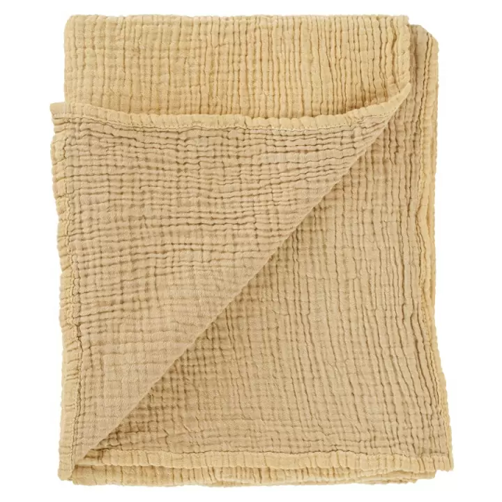 Одеяло из жатого хлопка горчичного цвета из коллекции essential 90x120 см