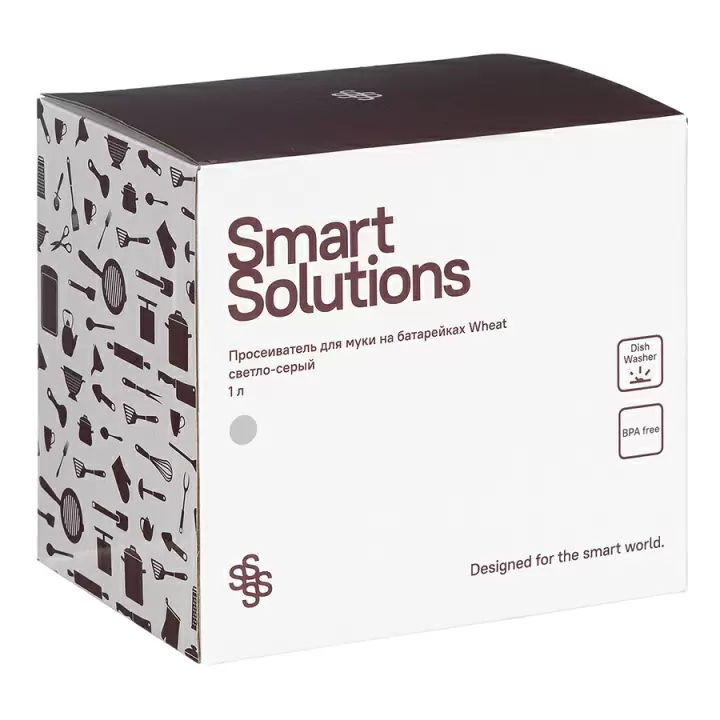Просеиватель для муки на батарейках Smart Solutions Wheat, 1 л, светло-серый