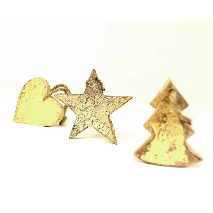 Украшения подвесные golden stars/trees/hearts, деревянные, в подарочной коробке, 24 шт.