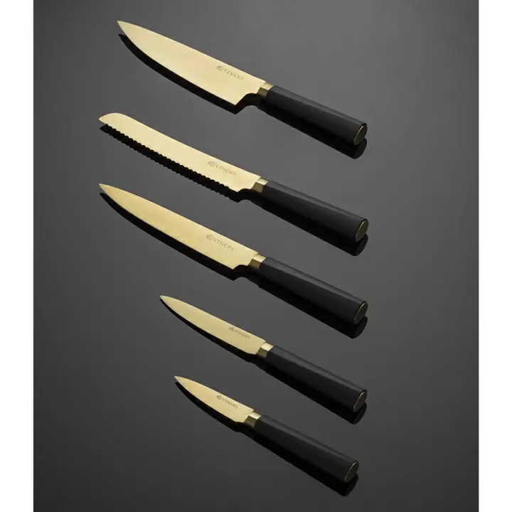 Набор из 5 ножей и подставки Titan Gold