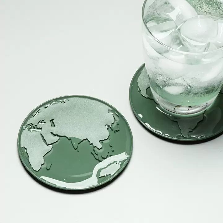 Набор подставок для кружки/стакана QUALY World coaster, зеленые, 2 шт.