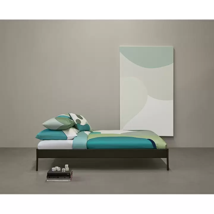 Комплект постельного белья двуспальный из сатина мятного цвета с авторским принтом из коллекции Freak Fruit