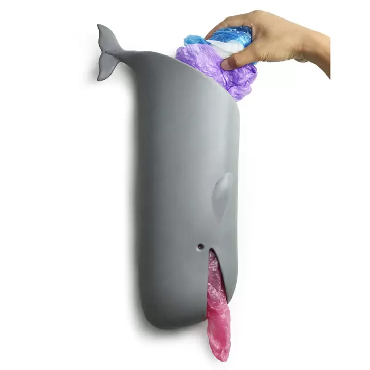 Держатель для пакетов и туалетной бумаги moby whale серый