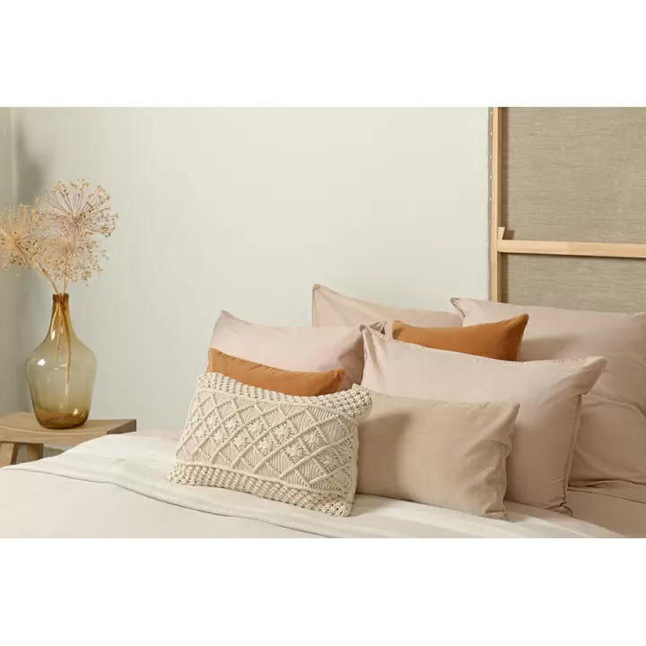 Чехол на подушку макраме светло-бежевого цвета из коллекции ethnic, 35х60 см