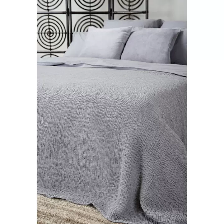 Комплект постельного белья двуспальный серого цвета из органического стираного хлопка из коллекции Essential