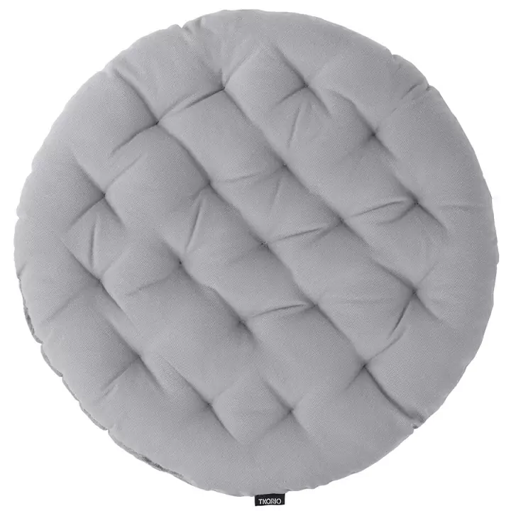 Подушка на стул круглая из хлопка серого цвета из коллекции essential, 40 см