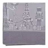 Скатерть из хлопка фиолетово-серого цвета с рисунком Tkano Щелкунчик, New Year Essential, 180х260 см